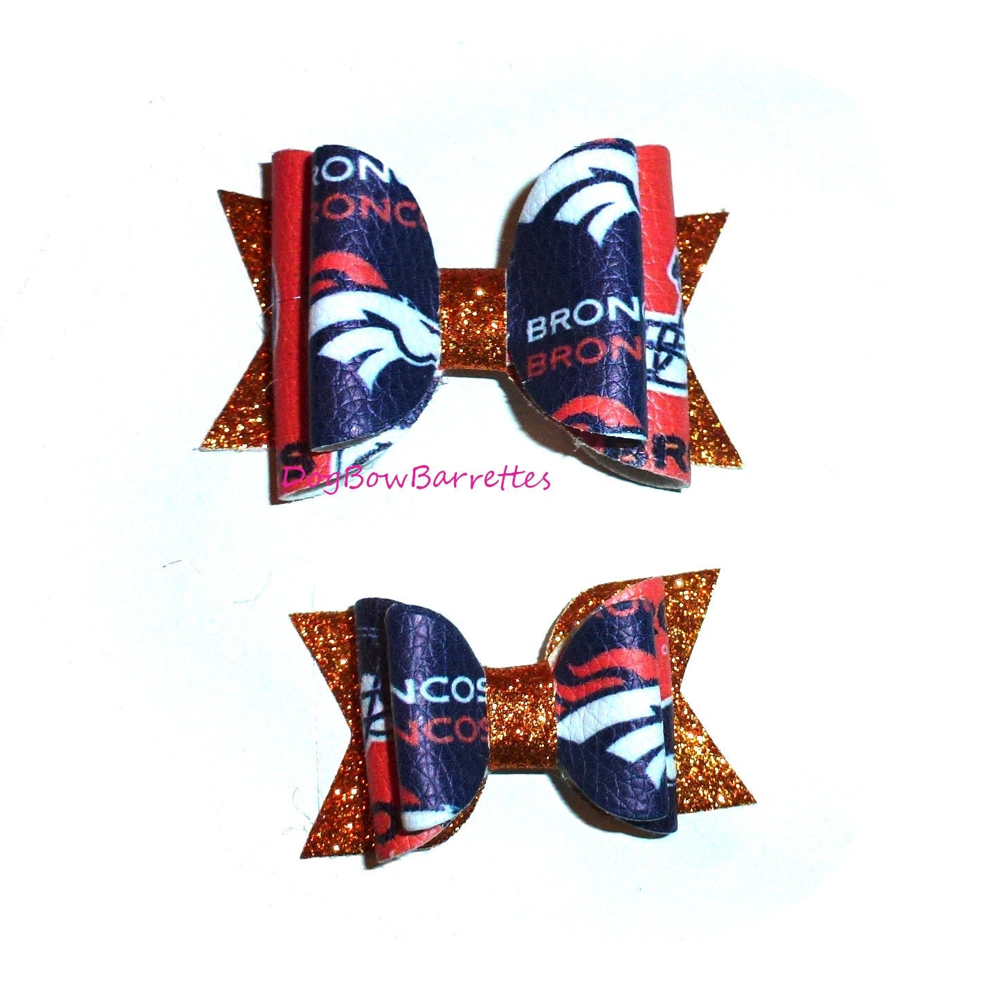 Dog Bow Barrettes Denver Broncos football pet hair grooming bows (glbx)