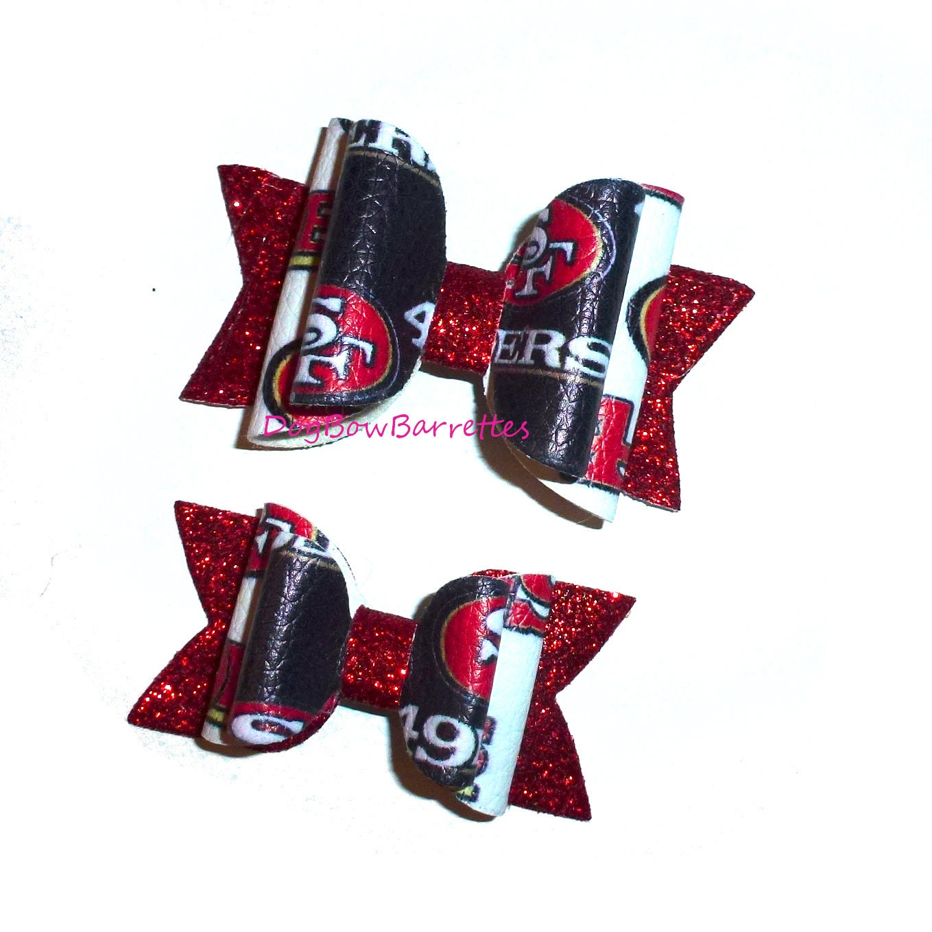 Dog Bow Barrettes San Francisco 49ers football pet hair grooming bows (glbx)