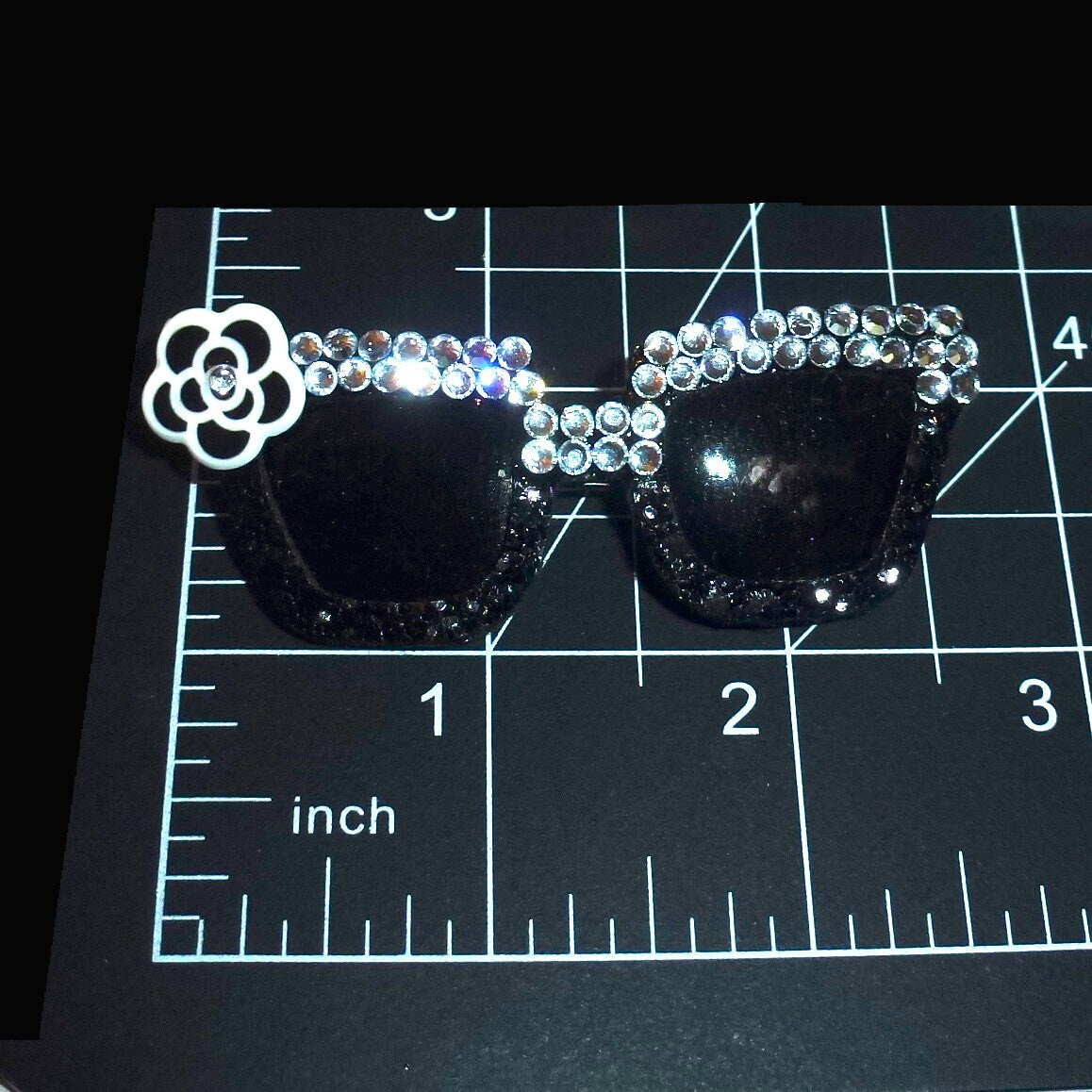 Puppy bows specialty black crystal rhinestone sunglasses pet bow hair clip (FB179)