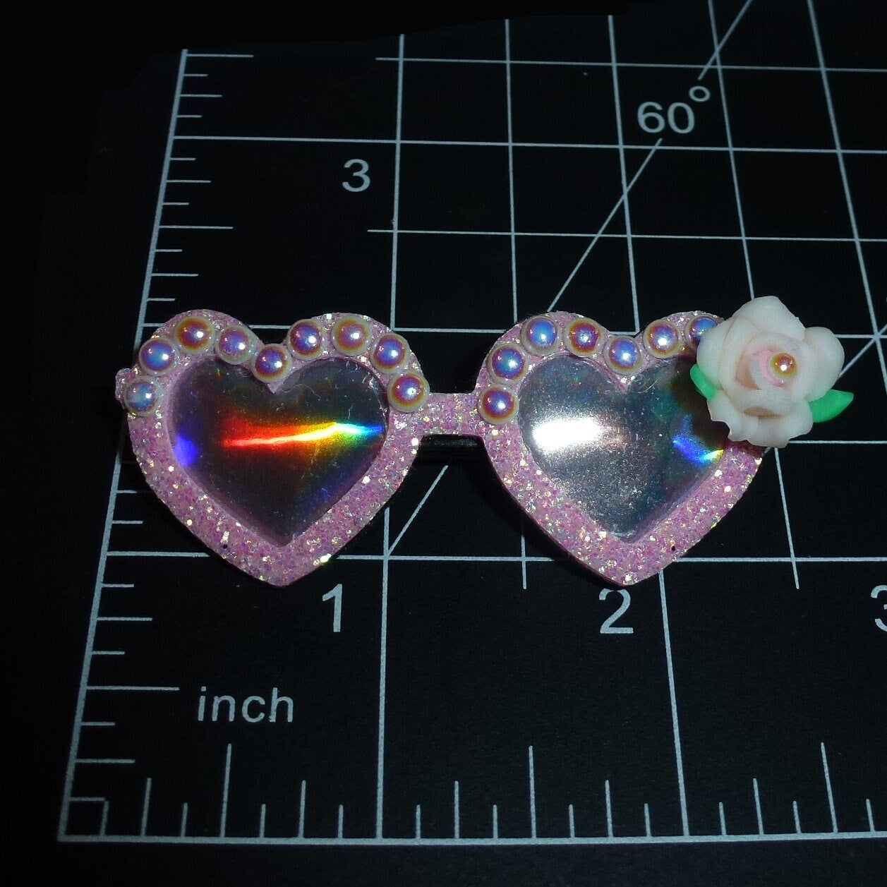 Puppy bows specialty pink glitter and pearls sunglasses pet bow hair clip (FB155)