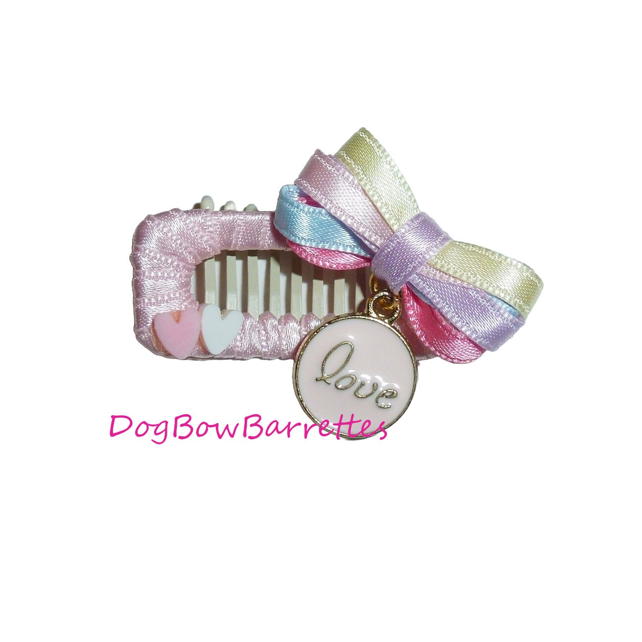 Puppy bows specialty snap clip "Love" pet hair pink tiny bow for dogs (FB105)