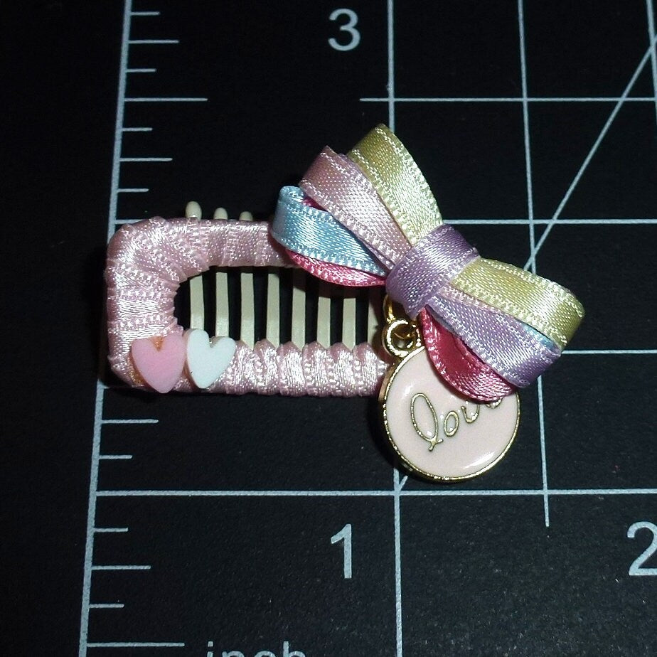 Puppy bows specialty snap clip "Love" pet hair pink tiny bow for dogs (FB105)