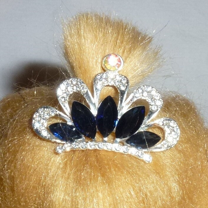 Puppy Bows ~Dog tiara crown styles 61-67 pink red blue crystal dog bone rhinestone ~USA seller