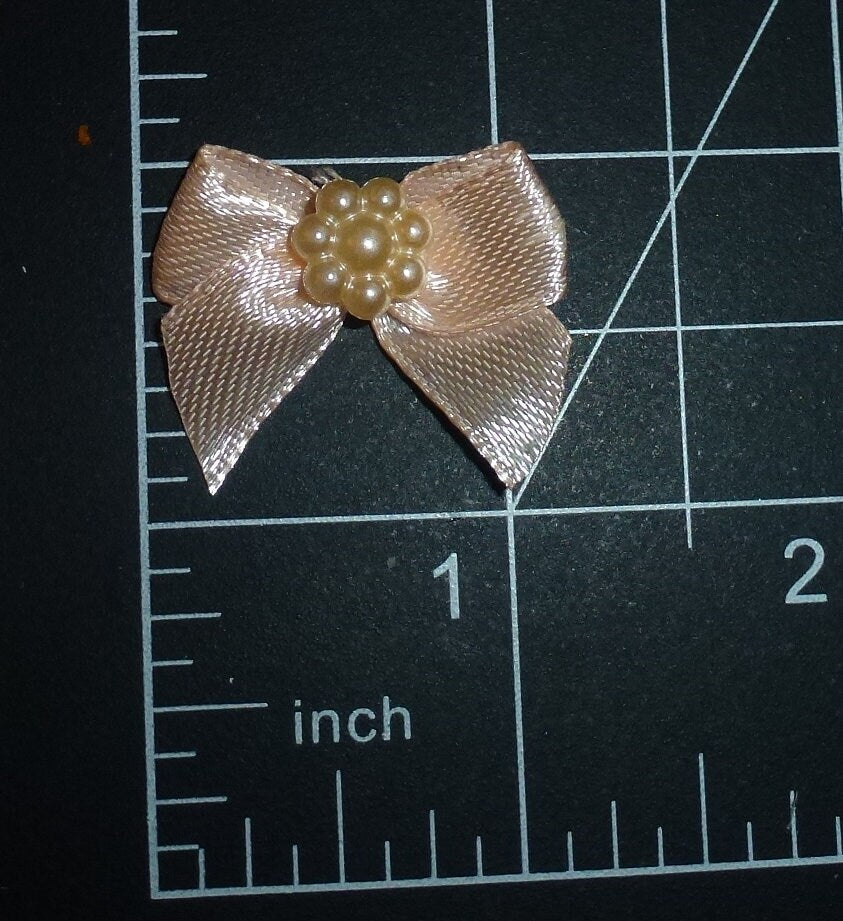 Dog Bow Barrettes tiny satin pearls 6 pieces pet hair grooming bows (FB227f)