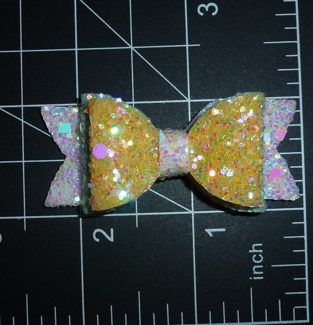 Puppy Bows ~  small glitter mixed color pet dog hair bow bands or clip (gl4)