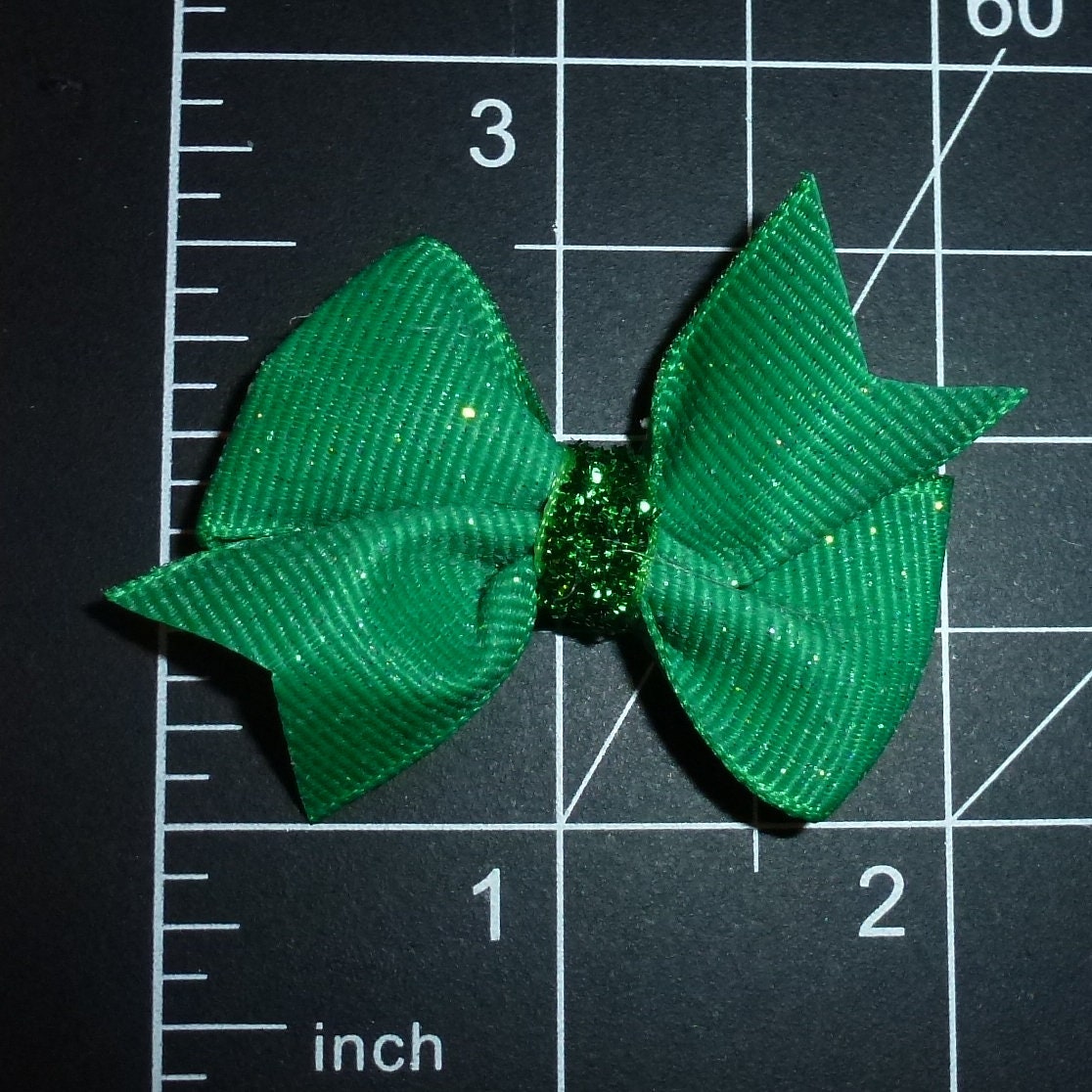 Dog Bow Barrettes Emerald green glitter swallowtail pet hair grooming bows