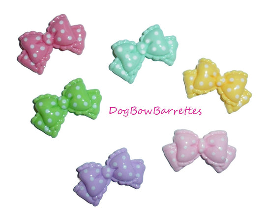 Puppy Dog Bows ~ Super cute pastel dots 1" color bowknot pet hair bow barrettes or bands (fb215C)