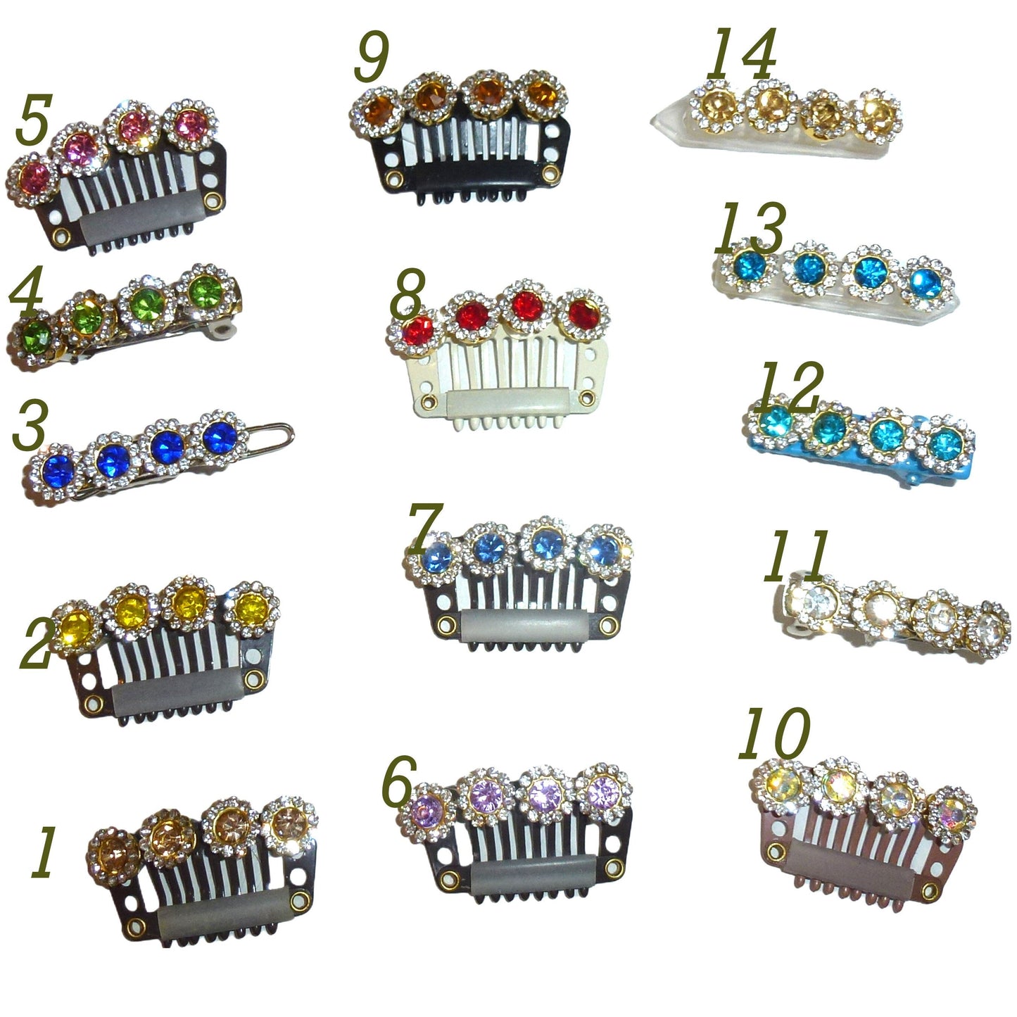 Puppy Bows ~ Wee super tiny gemstone clips for dogs bow pet french barrette rhinestone (fb362D)