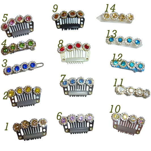 Puppy Bows ~ Wee super tiny gemstone clips for dogs bow pet french barrette rhinestone (fb362D)