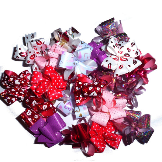 Puppy Bows ~ Valentine's day red heart Party puffs dog grooming bows