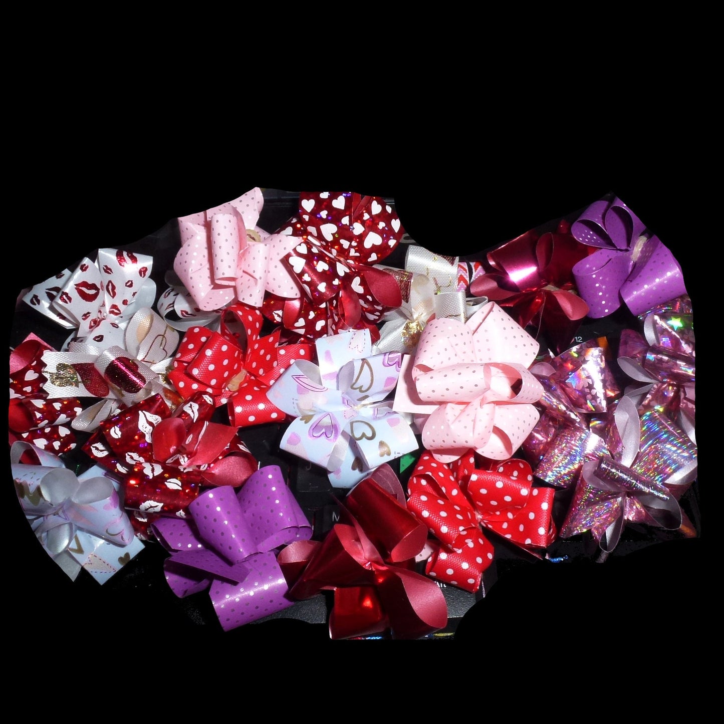 Puppy Bows ~ Valentine's day red heart Party puffs dog grooming bows