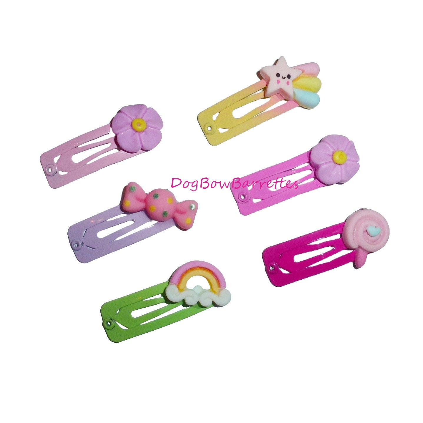 Dog Bow Barrettes tiny 6 candy shooting star snap clips for pet hair topknot (fb478Z)