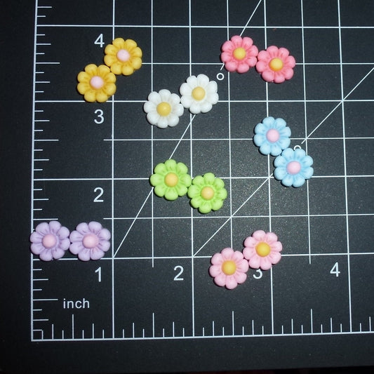 Puppy Dog Bows ~ Tiny 8-petal daisy plastic puppy clips pet hair bow barrettes or bands (fb207e)