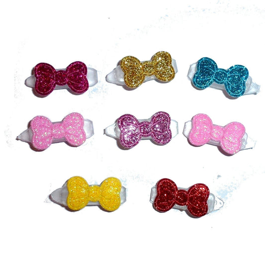 8 Dog hair clip SUPER tiny  glitter bowknot 3/4" wide pet hair barrette bow  (fb247)