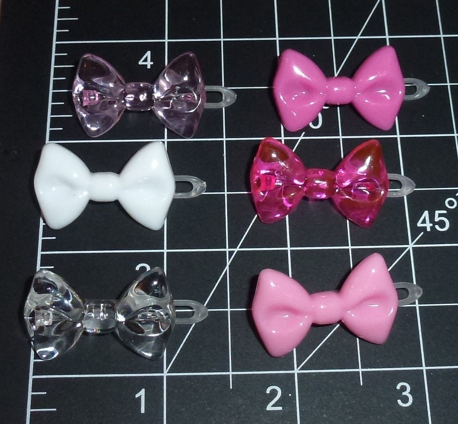 Puppy Bows ~ Dog bow  itty bitty plastic pink ball clip set 8 pet bowknot barrette hair clips (fb281)