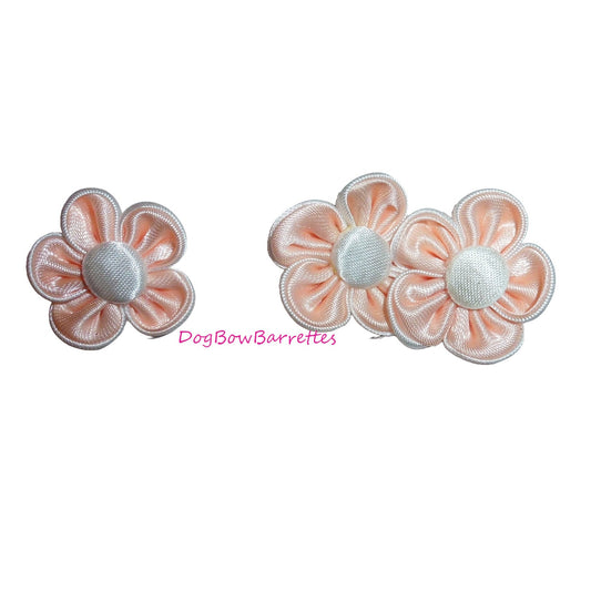 Peach daisy flower single bands or  clip pet hair dog bow (fb217)