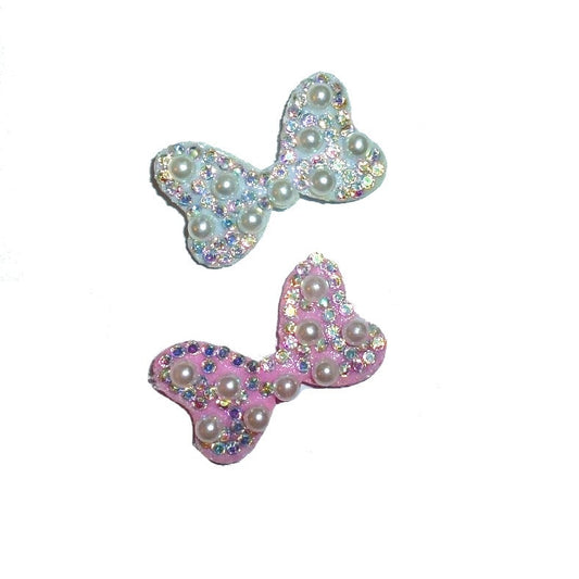 Puppy Bows ~  rhinestone  1 for 3.00 2 for 5.00 pink pearl minnie dog bows small  1" pet hair bow  - (fb111)