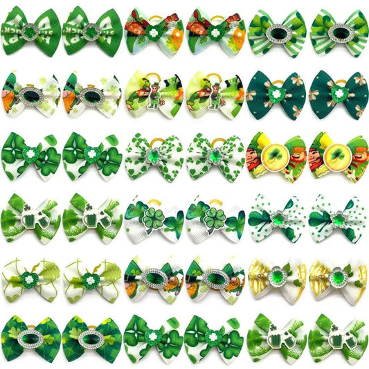 St. Patrick's day green shamrock clover everyday dog groomers grooming pet hair bows (fb280)