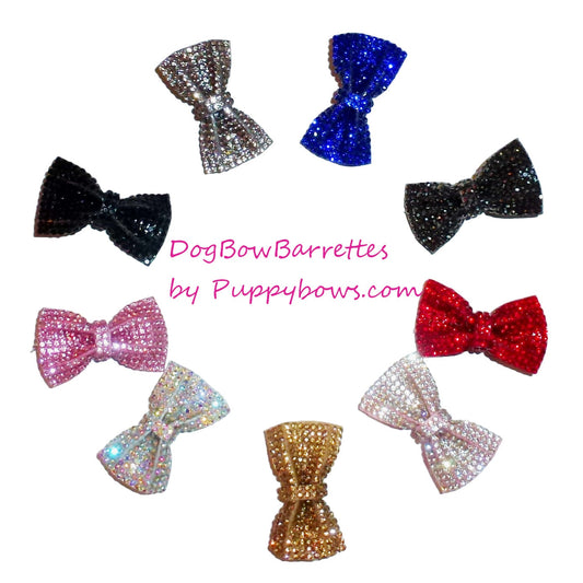 Dog hair bows super sparkly rhinestone barrette pet  bow bands or clip (fb394C)