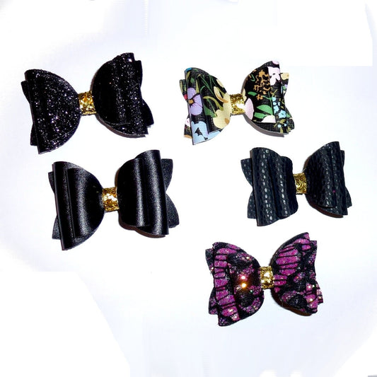 Fanciful black bombshell glitter bows dog barrette or bands  pet hair bow  - (br3A)