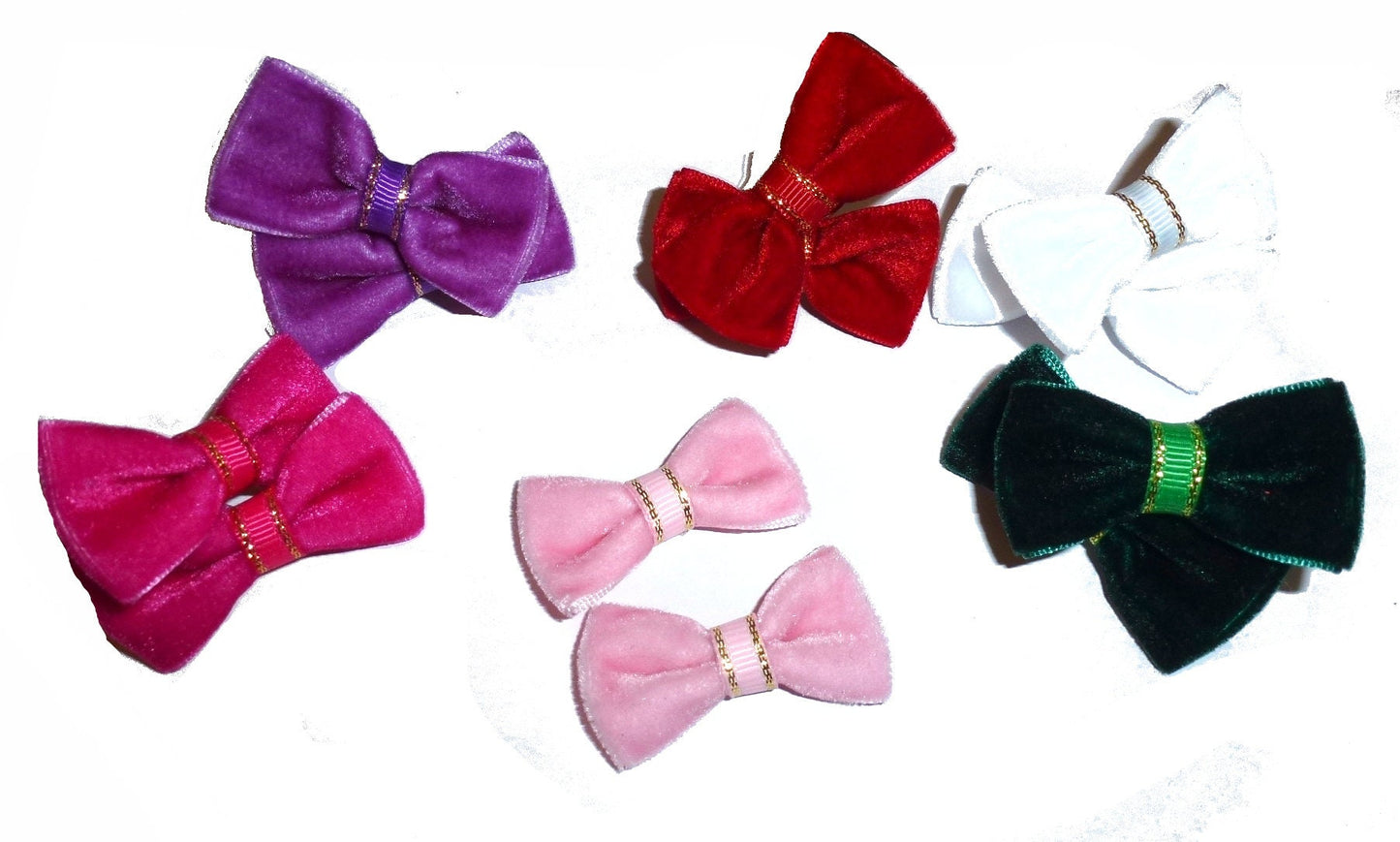 Puppy Dog Bows ~ Velvet pairs red pink black bowknot pet hair bow barrettes  (fb30A)