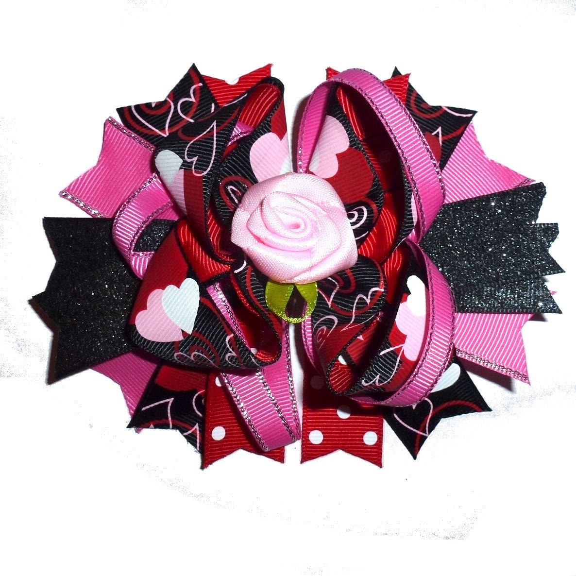 Puppy Bows Pink rose black red Valentine's day collar slide flower accessory (DC12)