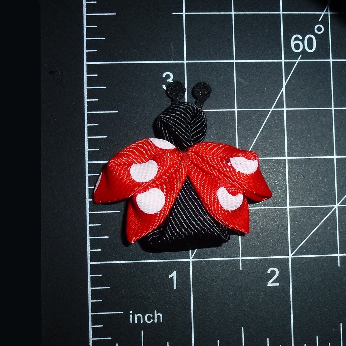 Puppy bows cute handmade ribbon ladybug pet hair bow barrettes or bands (fb243)