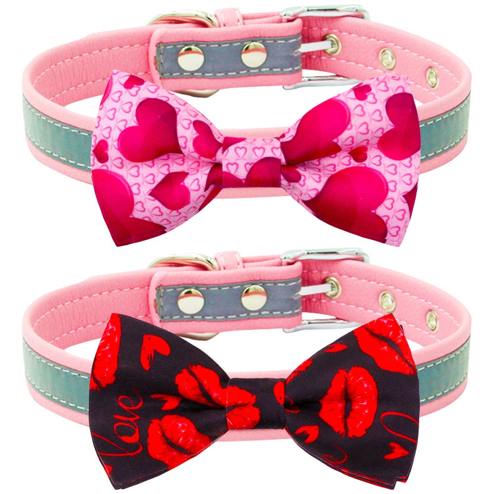 Puppy Bows ~ Valentine's day heart  bow tie dog collar slide bowtie accessory  OR large dog hair bowknot (dc23)