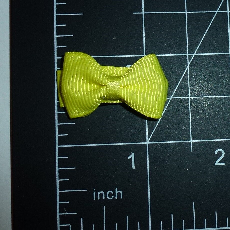 Puppy bows tiny Yellow x 4 bowknot snap clips pet hair clip bow barrette (fb615C)