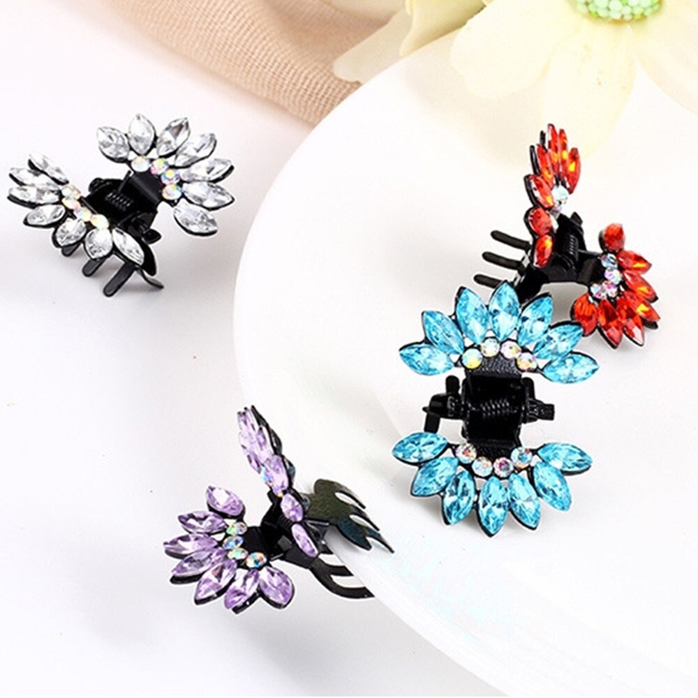 Puppy Bows ~ Feather headdress  tiny jaw clips for tiny dog hair bow pet barrette crystals (fb31)