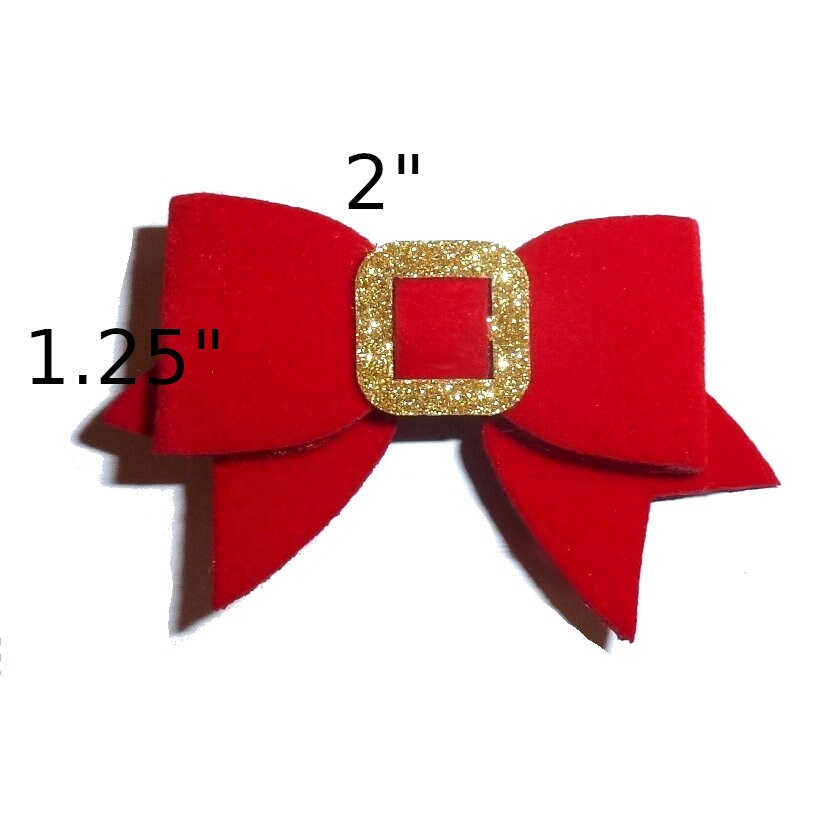 Puppy Dog Bows ~ Red velvet and gold glitter buckle bowknot pet hair bow barrettes  (fb36)