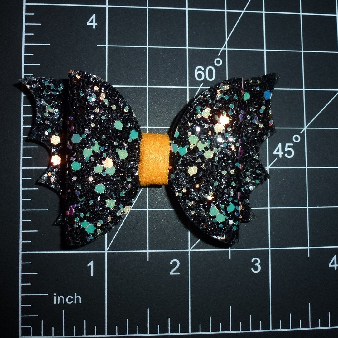 Halloween dog bow Black bat dog collar slide accessory  hair bows barrettes or bands (fb319)