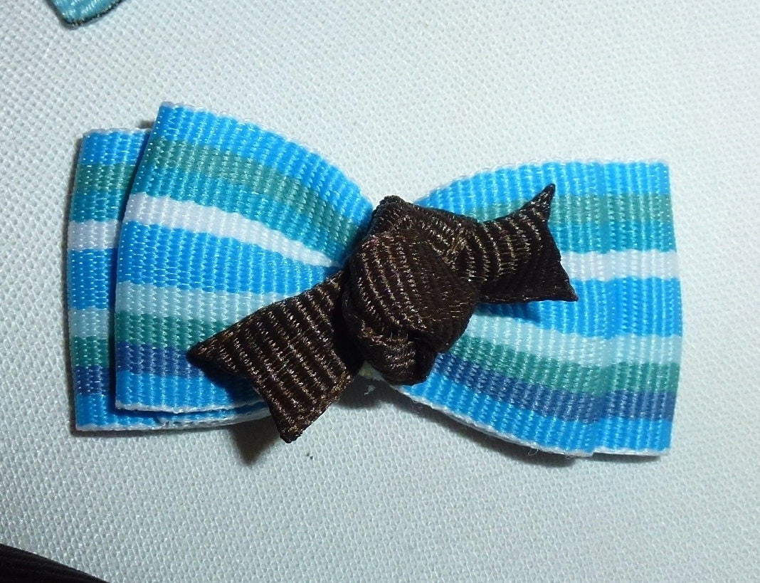 Puppy Bows ~6 boys blue chocolate EVERYDAY BOWS Yorkie Maltese Shih Tzu ~Usa seller (fb55)