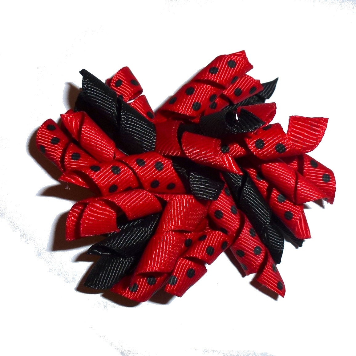 Puppy Bows  Black red dots 3" Korker loop  dog bow  pet hair clip barrette or latex bands or collar slide   (fb120)