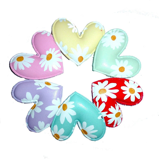 Daisy heart pet hair bow with plastic ball clip barrette or latex bands  (fb267)