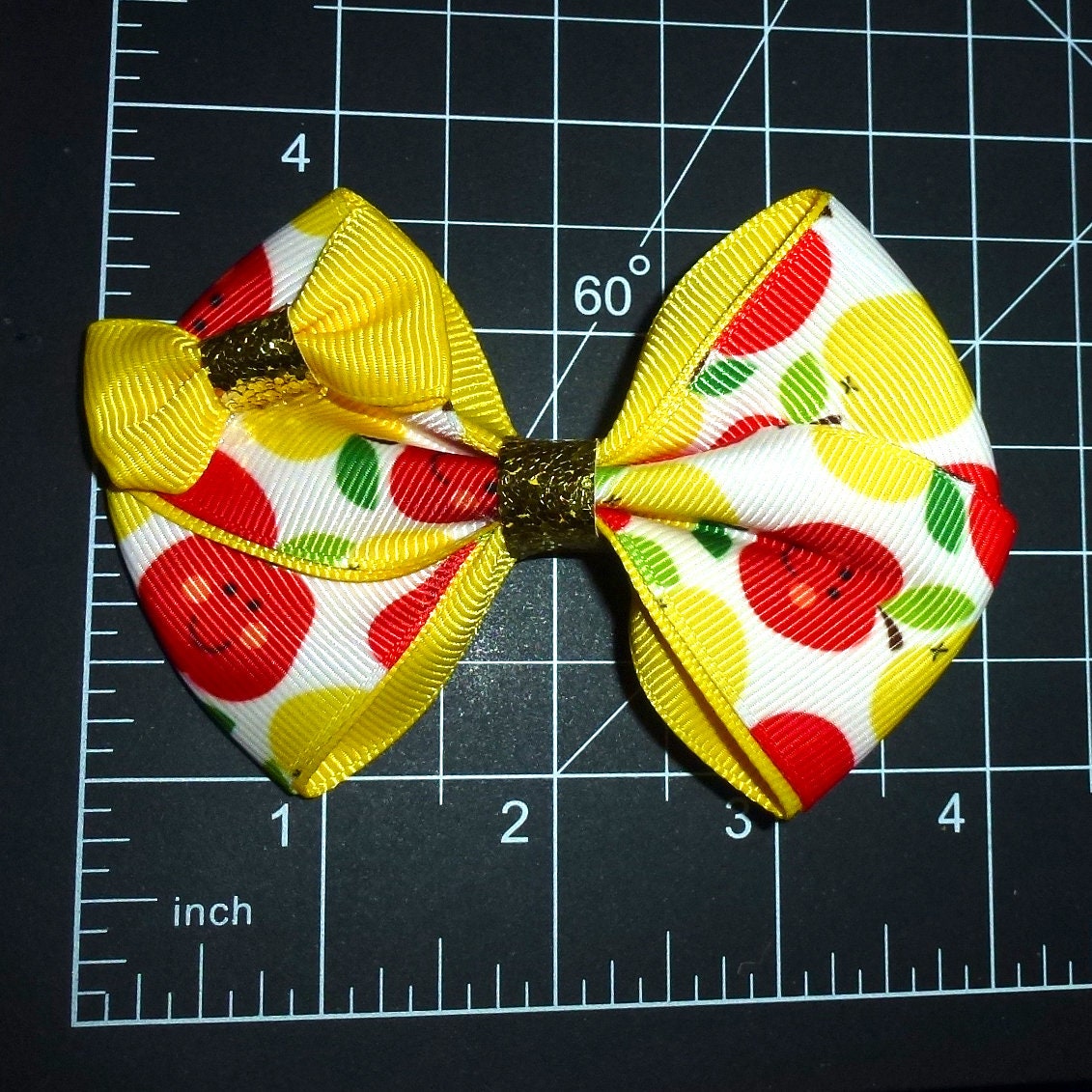 Puppy Bows ~  BIG apple 4" dog hair bow or collar slide bands or clip (fb381d)