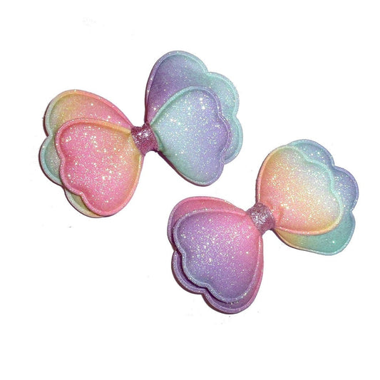 Puppy Bows ~  BIG bow ruffle edge bowtie glitter 4" dog hair bow or collar slide bands or clip (fb458)