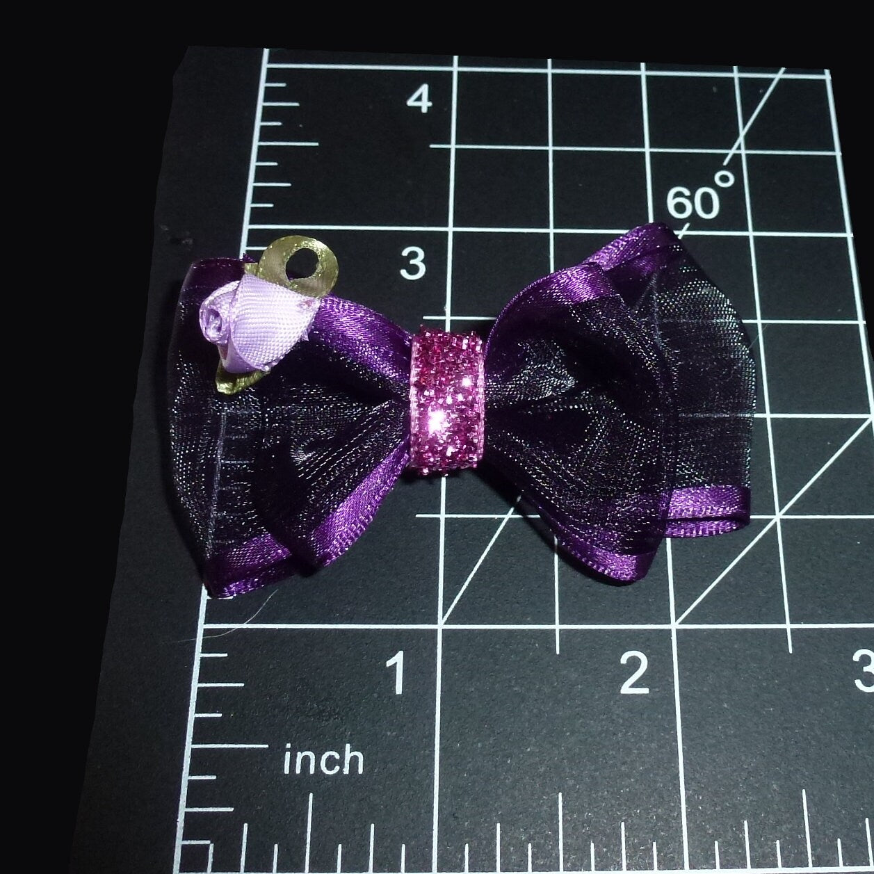 Puppy bows Grappa satin trim organza rose pet hair bow barrettes or bands (fb2D)