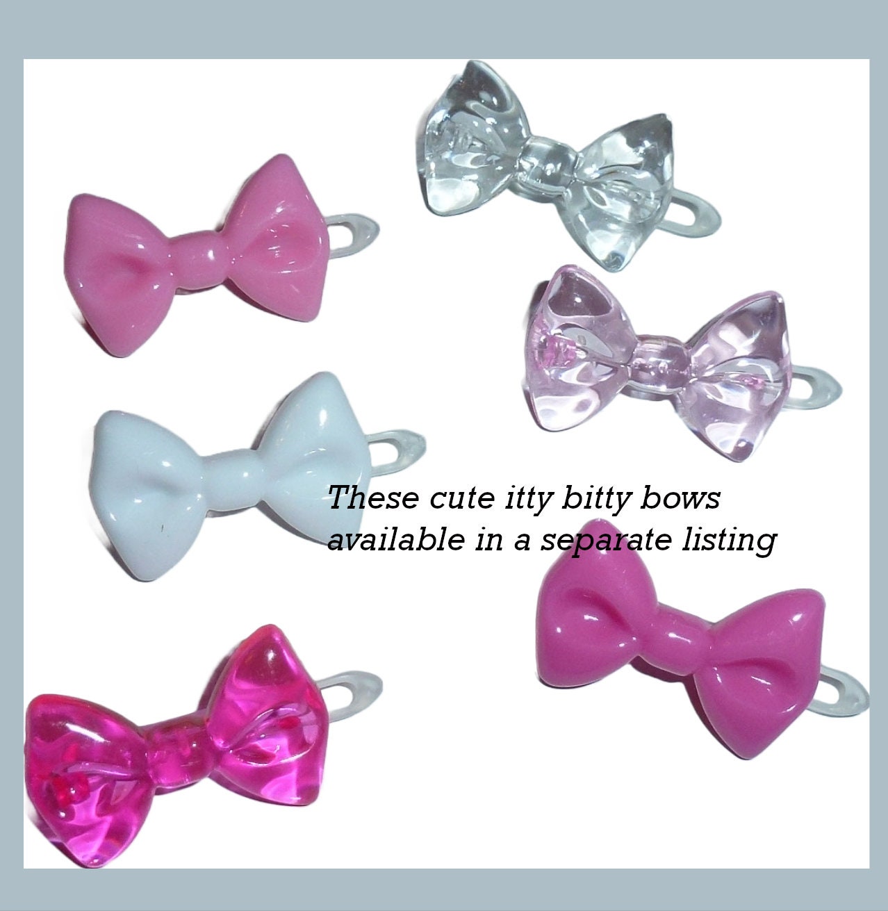 Puppy Bows ~ Dog bow  itty bitty plastic ball clip set 8 pet bowknot barrette hair clips (fb281)