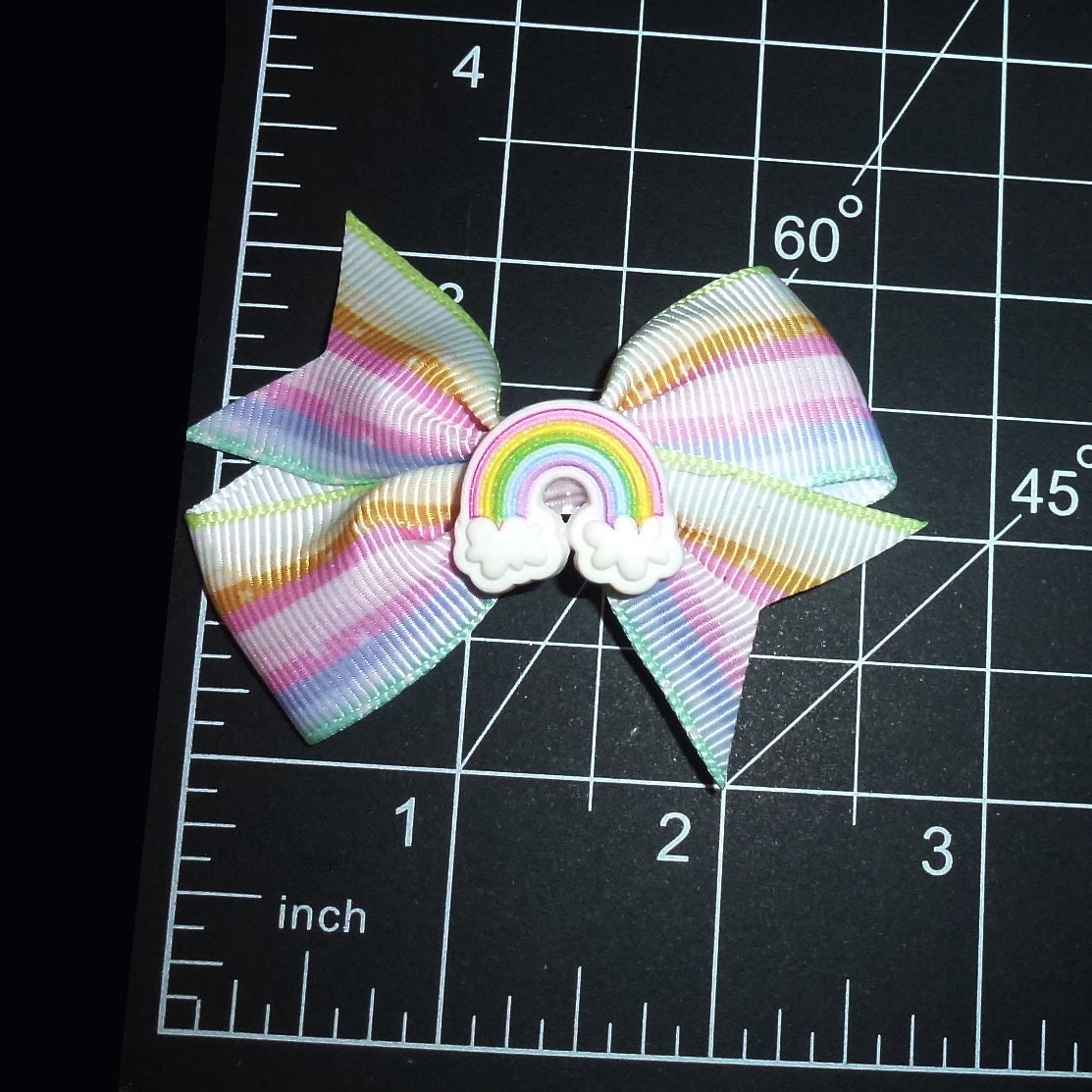 Puppy Bows ~ Pastel rainbow swallowtail pet hair bow latex bands or barrette  (fb443b)