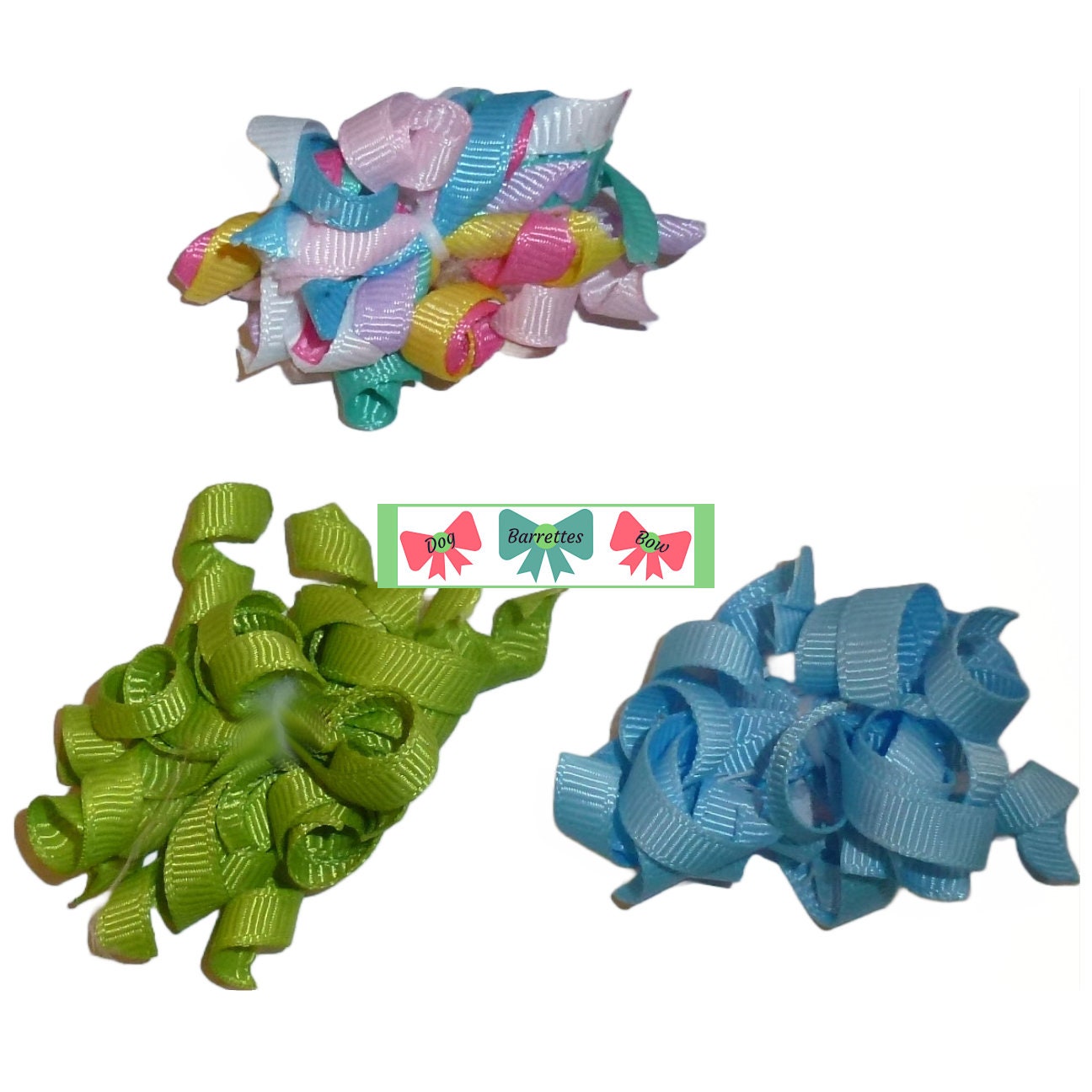 Puppy Bows ~  Set of 3 korker hair barrette or bands (FB465)