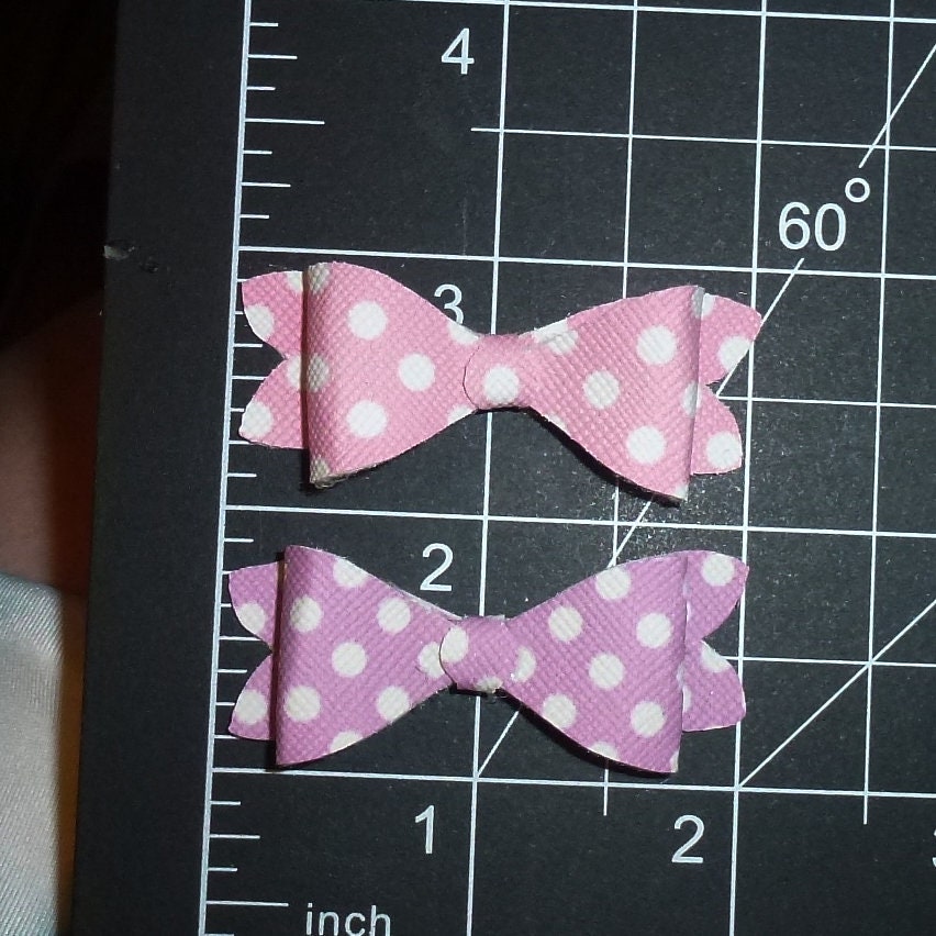 Puppy Dog Bows two pink purple white dots pet hair show bow barrettes or bands (FB558)