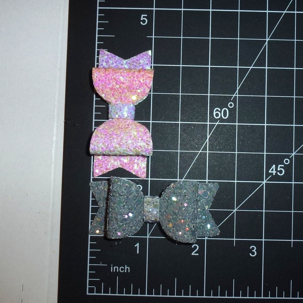 Puppy Bows Pink/blue or gray glitter small 2" glitter pet hair bow  (fb551)