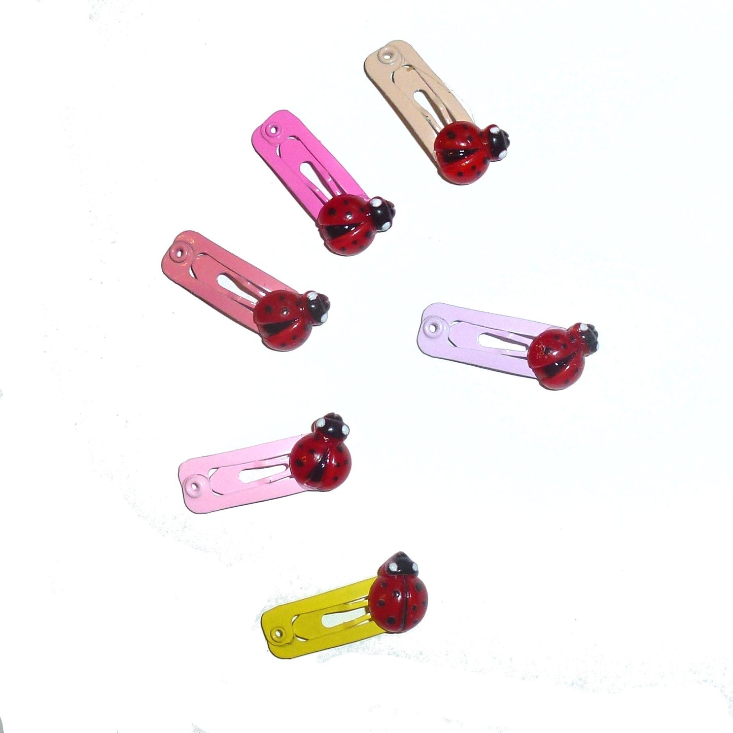 Dog Bow Barrettes tiny 6 ladybug jewel snap clips for pet hair topknot (fb229A)