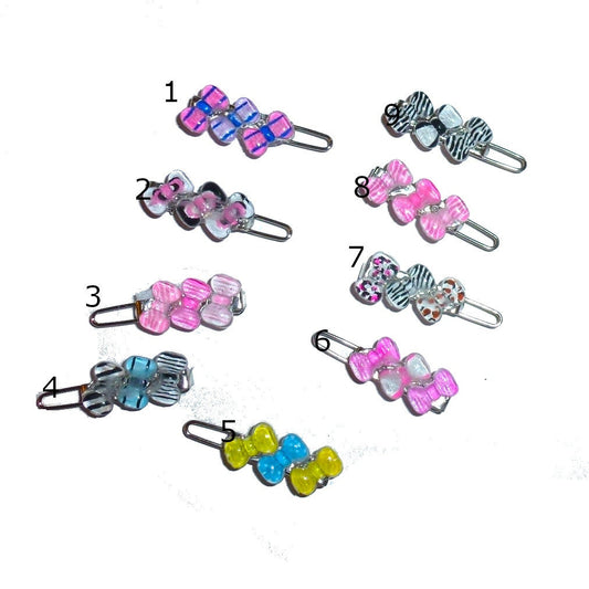 DogBowBarrettes tiny pet dog bowknot hair clips pink black (fb150g)