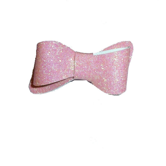 Dog hair bows pink glitter small pet wave bow bands or clip (fb448A)