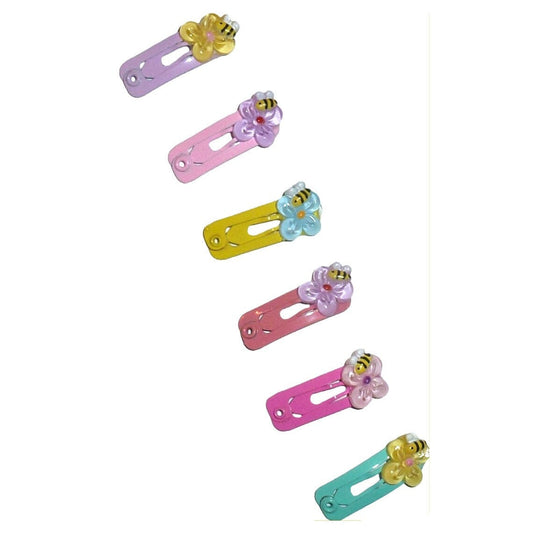 Dog Bow Barrettes tiny 6 flower and bumblebees jewel snap clips for pet hair topknot (fb469A)