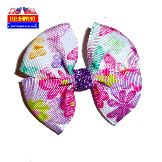 Puppy Bows ~ Butterfly flowers pet hair bow dog collar flower (fb189B)