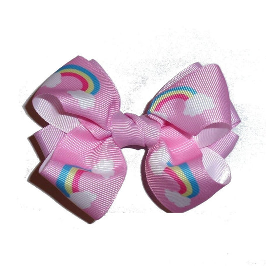 Puppy Bows ~  BIG bow  rainbow pink 4" dog hair bow or collar slide bands or clip (fb309)