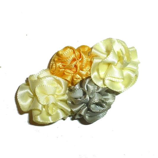 Yellow ruffle flowers latex bands or  barrette  clip pet hair dog topknot bow (fb361T)